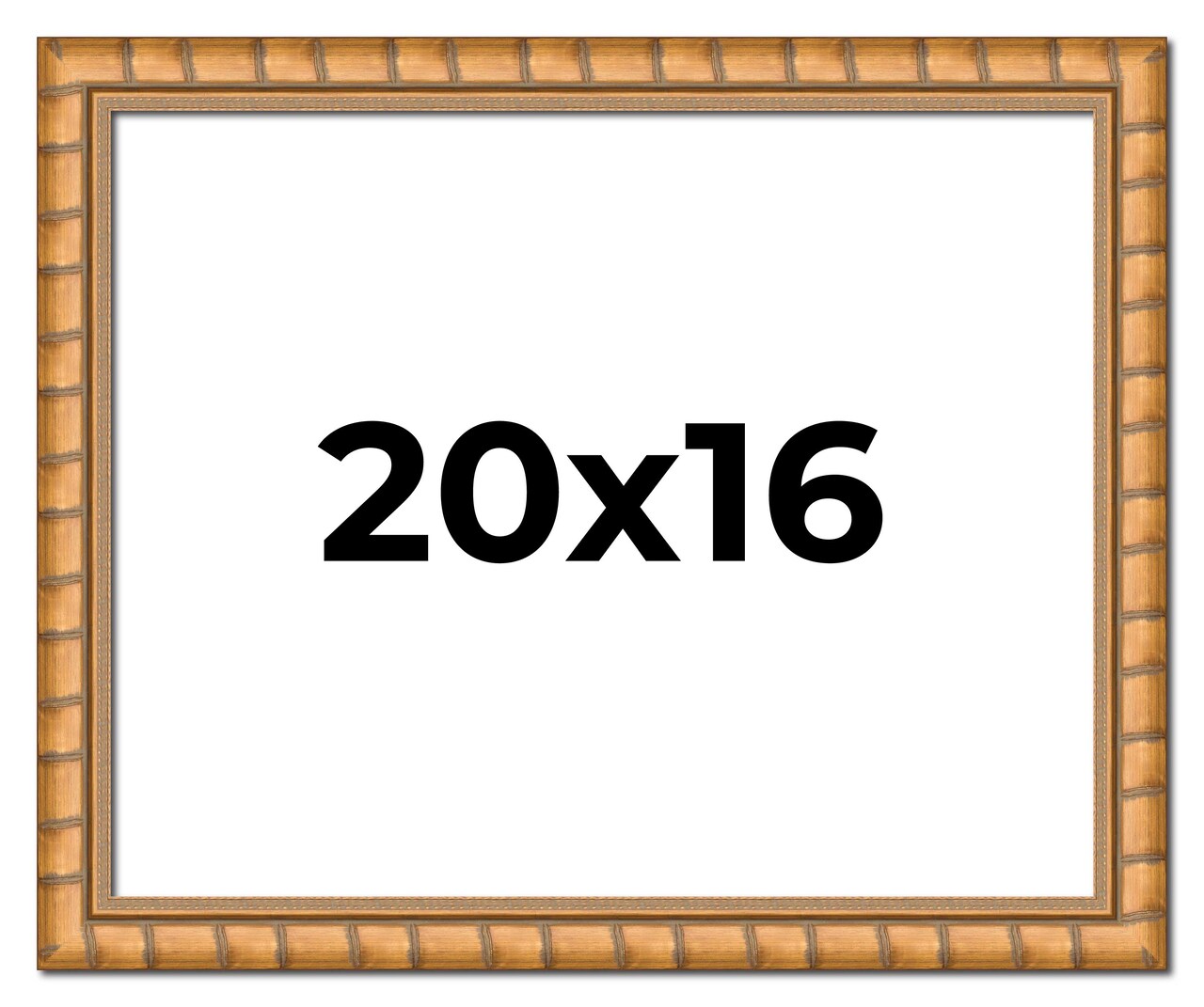 20x16 Gold Modern Bamboo Picture Frame - UV Acrylic, Foam Board Backing, Hanging Hardware